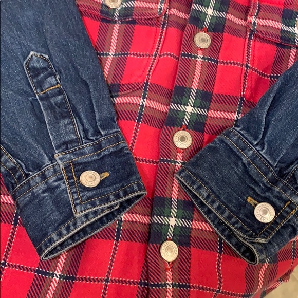 GAP Denim/Red Plaid Button Down shirt Boys Sz 4 - Picture 5 of 5